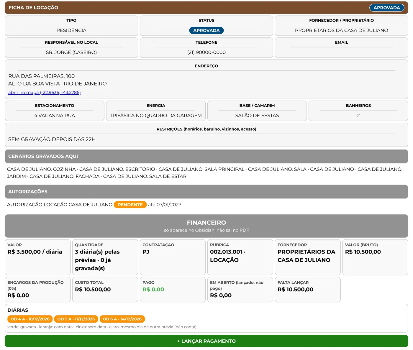 Ficha de locação